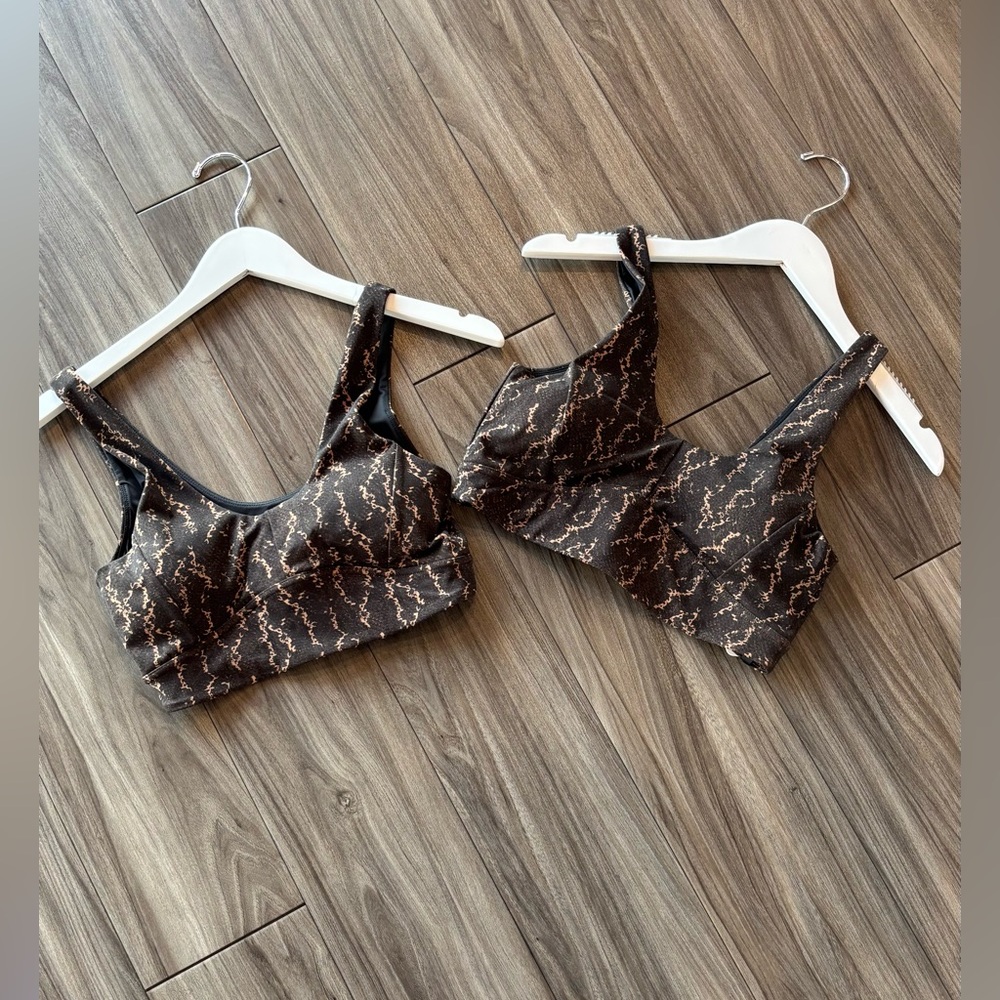 Varley Brown Snake Print Sports Bra